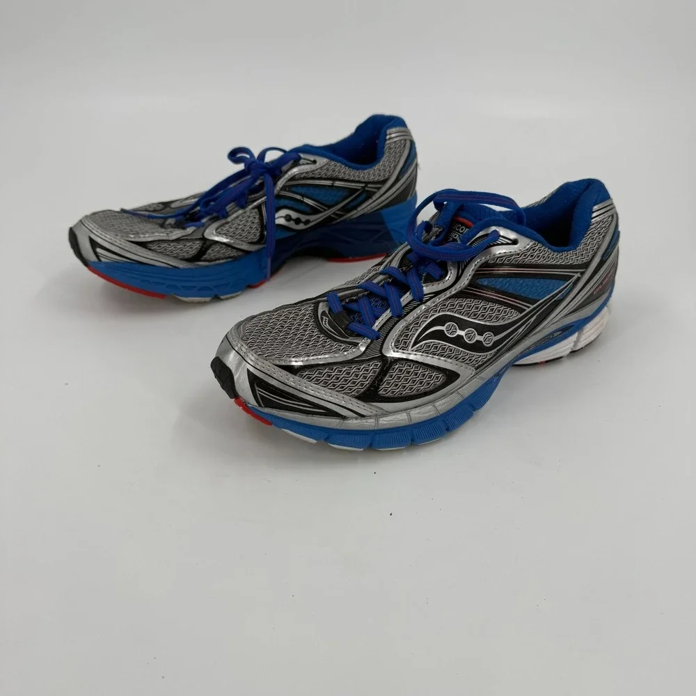 Saucony Guide 7 Power Grid Sneakers Mens Size 9.5 Silver Blue Synthetic Lace Up